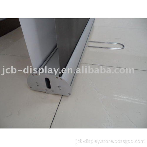 Double side retractable banner stand with stainless steel foot